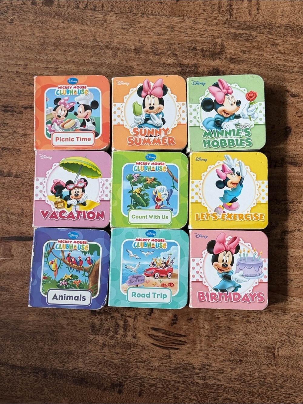 Disney Minnie Mouse Colorful Board Book Set - Pink, Yellow, Green, Blue, Purple